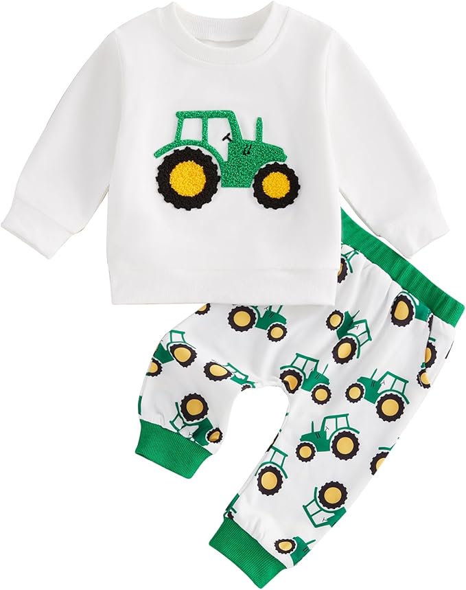 Baby Boys Fall Truck Outfit 2-Piece Sweatshirt & Pants Set - Image 8