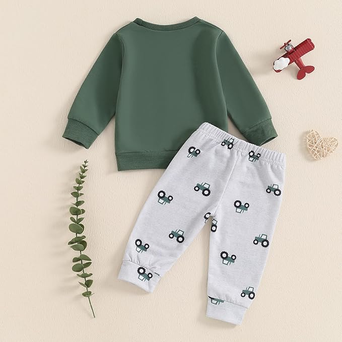 Baby Boys Fall Truck Outfit 2-Piece Sweatshirt & Pants Set - Image 6