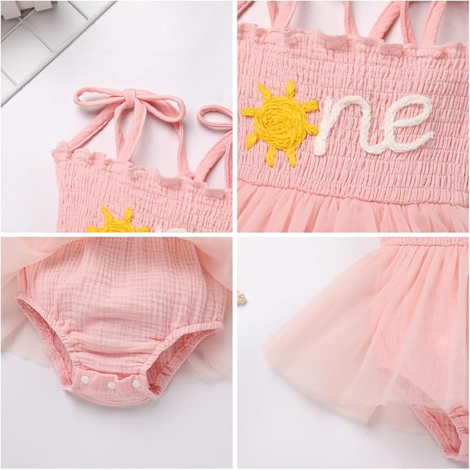 1st Birthday Cake Smash Romper Dress - Image 3