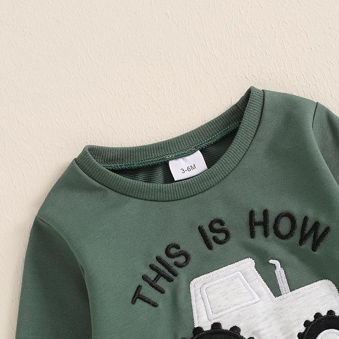Baby Boys Fall Truck Outfit 2-Piece Sweatshirt & Pants Set - Image 5