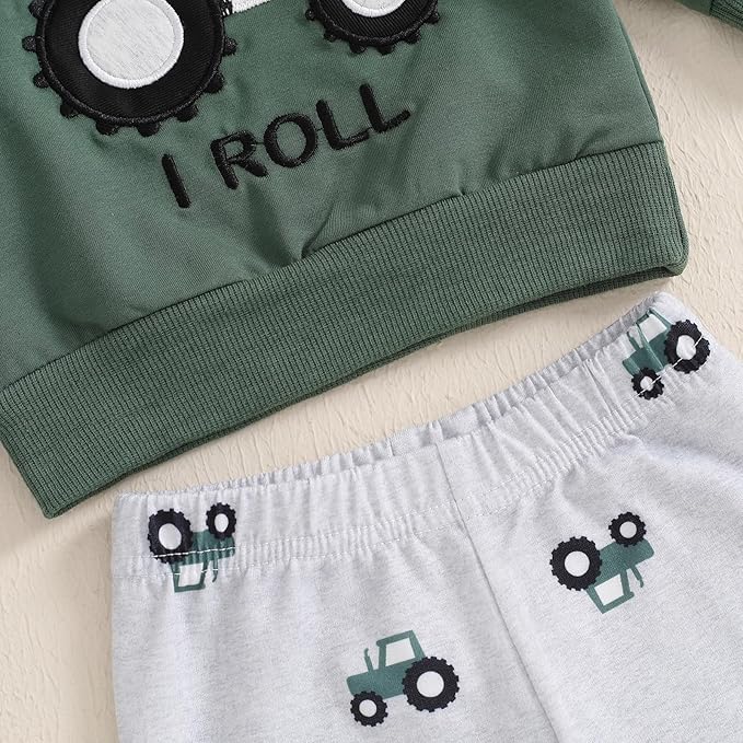 Baby Boys Fall Truck Outfit 2-Piece Sweatshirt & Pants Set - Image 4
