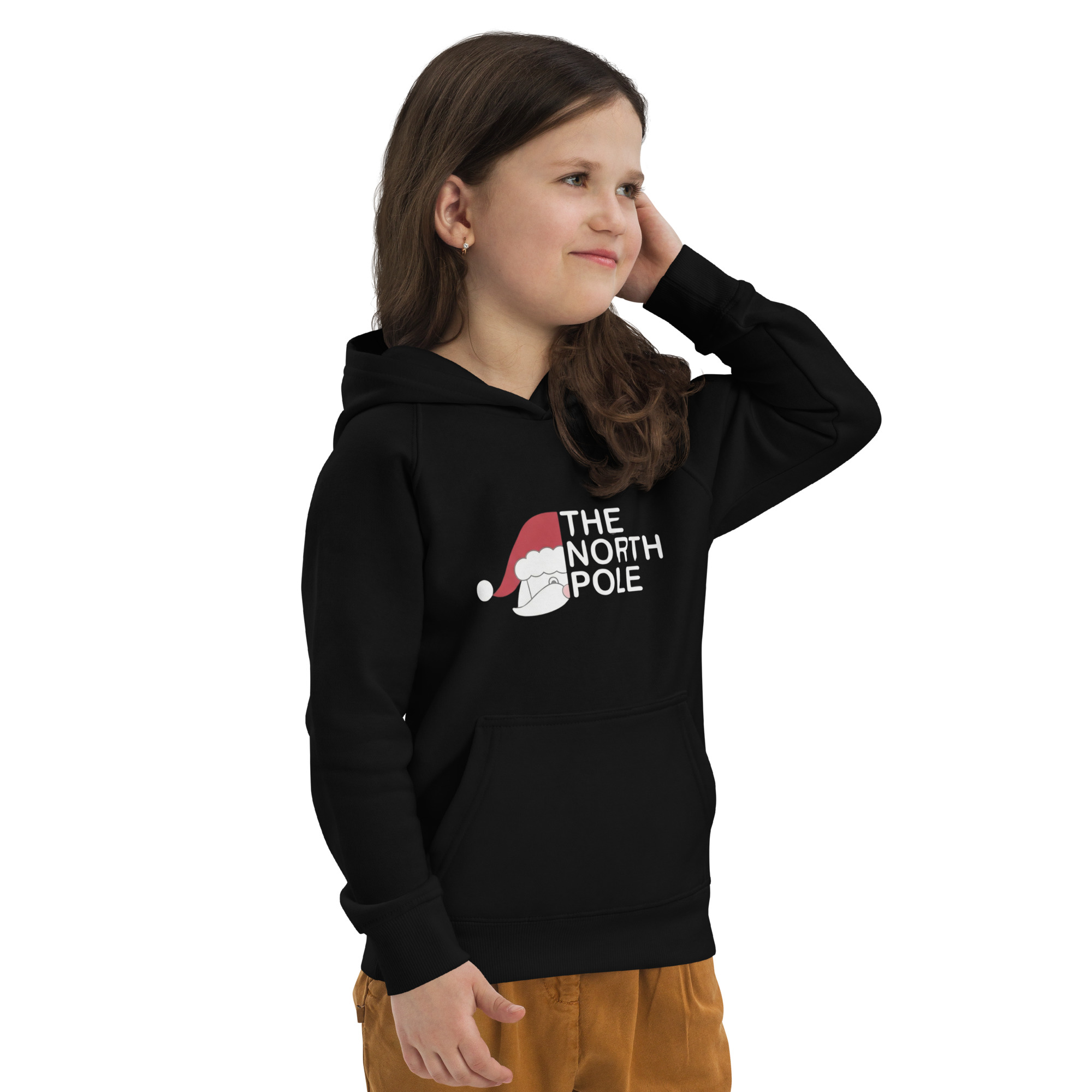 Kids Christmas Hoodie – “The North Pole” Santa Hat Graphic | Warm Winter Pullover | Festive Holiday Sweatshirt for Boys & Girls - Image 2