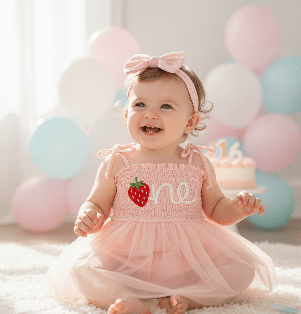 Baby Girl 1st Birthday Tutu Romper Set - Image 2