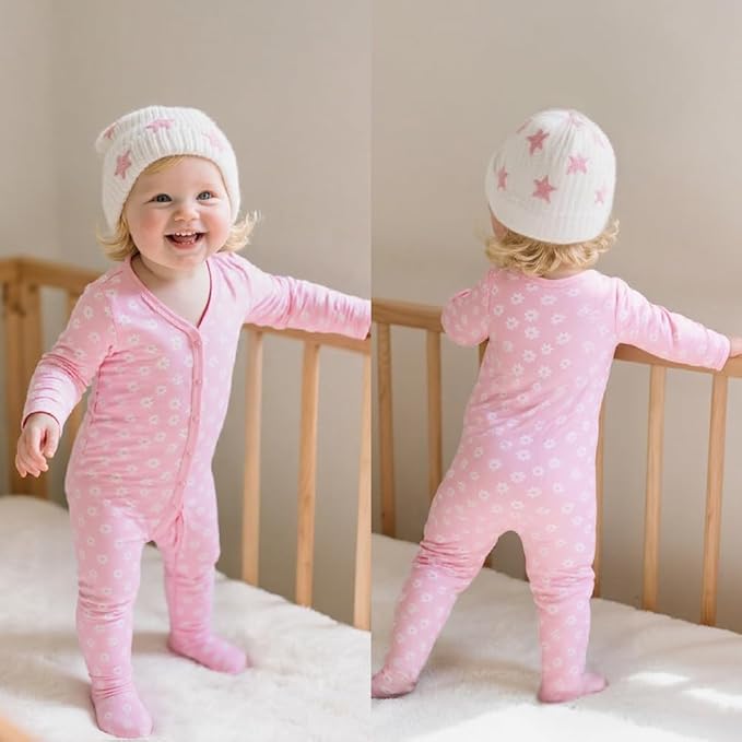 Unisex Newborn Baby Growone-Piece, 3Pcs Snap Buttons Baby Sleepsuits, 100% Cotton Rompers Long Sleeve Boys Girls, Soft & Airy, Footless Babies Grows Sleepsuits for 0-3M/3-6M/6-9M/9-12M - Image 3