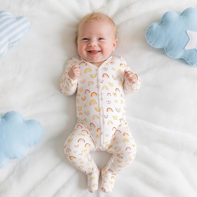 Unisex Newborn Baby Growone-Piece, 3Pcs Snap Buttons Baby Sleepsuits, 100% Cotton Rompers Long Sleeve Boys Girls, Soft & Airy, Footless Babies Grows Sleepsuits for 0-3M/3-6M/6-9M/9-12M - Image 2
