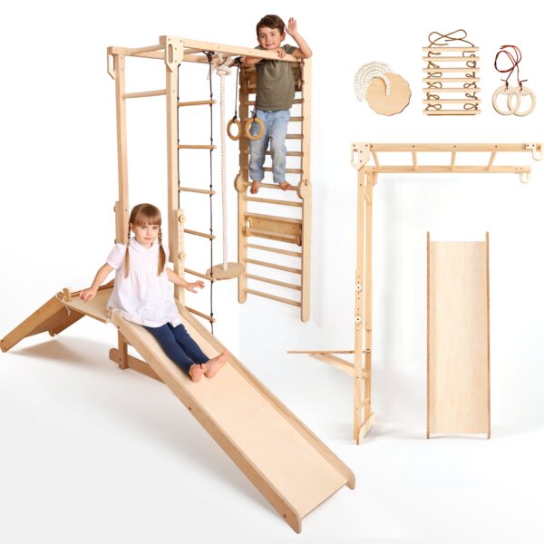 7in1 Swedish Walls + Monkey Bars + Swing Set + Slide Board + Ramp
