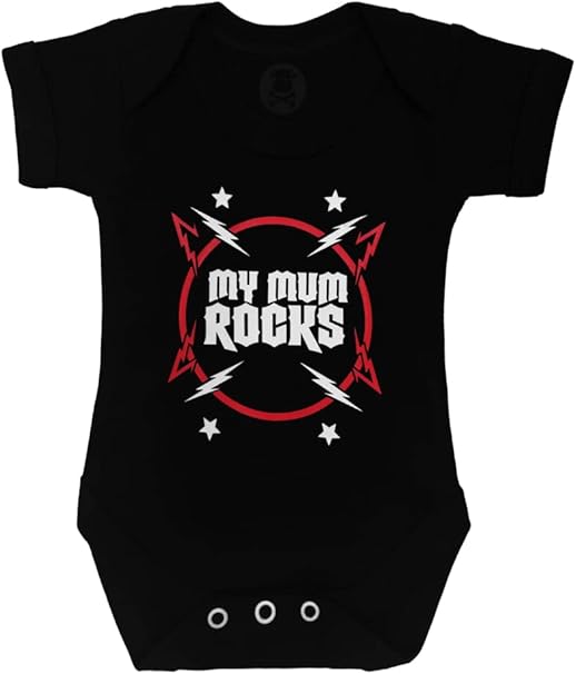 Baby Moo's My Mum Rocks Baby Grow | Unisex Cute Music Bodysuit Vest - Alternative Rock n Roll Music New Baby & Parents Gifts UK