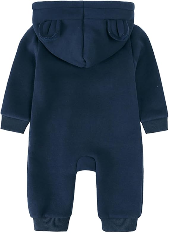 Generisch Unisex Newborn Baby Boys Girls Long Sleeve Zipper Ears with Overalls Fleece Warm Romper Loose Outfit Clothing - Image 6