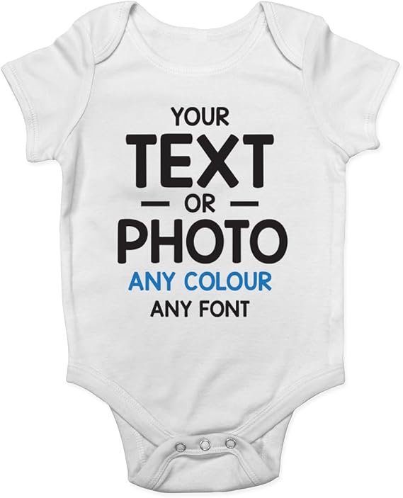 Personalised Any Text Any Photo Any Colour Cute Boys Girls Baby Vest Bodysuit Annoucement Reveal Custom Gift