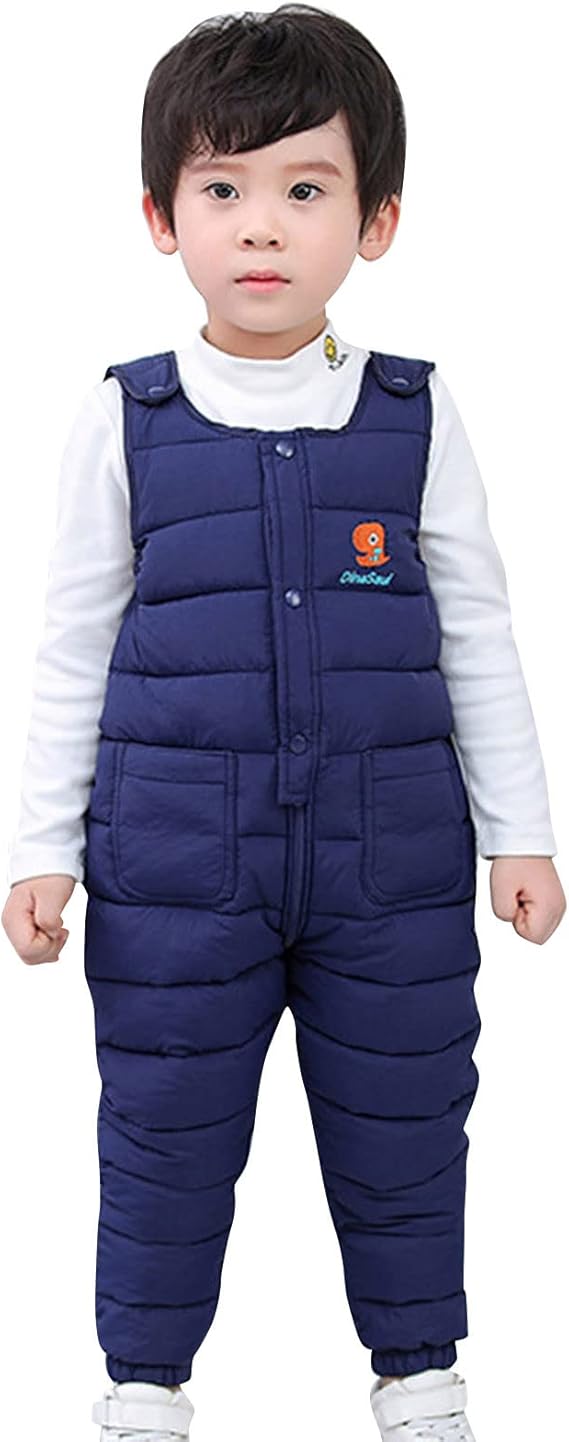 Child Children Toddler Toddler Newborn Baby Boys Girls Sleeveless Cute Cartoon Letter Jumpsuit Cotton Padded Thickening Type Trousers Overalls Trousers Outfit Clothing - Image 8