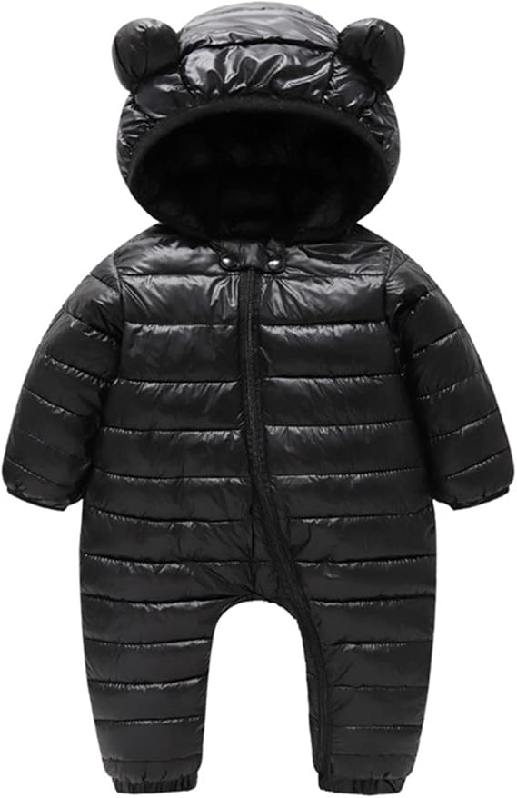 Generisch Newborn Baby Boys Winter Warm Snowsuit Bear Ears Hooded Jumpsuit Down Coat Romper Padded Outerwear