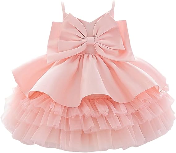 TüLrock Kids Princess Dress for Toddler Girls 1st Birthday Bowknot Tulle Skirt Strapless Flower Girl Party Dress for Baby 1-3 Years Old - Image 5