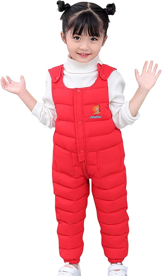 Child Children Toddler Toddler Newborn Baby Boys Girls Sleeveless Cute Cartoon Letter Jumpsuit Cotton Padded Thickening Type Trousers Overalls Trousers Outfit Clothing - Image 4