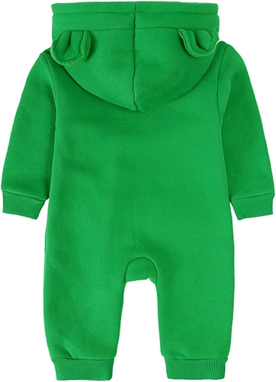 Generisch Unisex Newborn Baby Boys Girls Long Sleeve Zipper Ears with Overalls Fleece Warm Romper Loose Outfit Clothing - Image 9