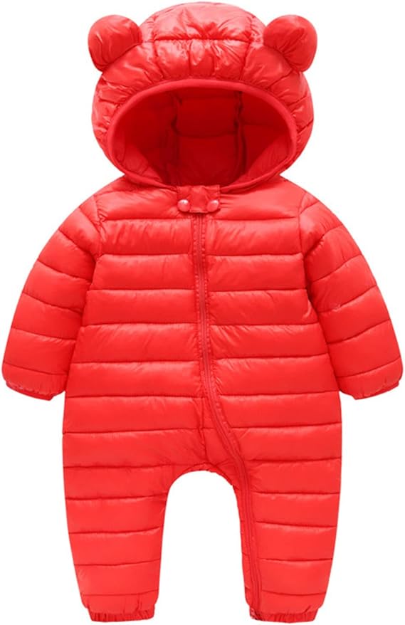 Generisch Newborn Baby Boys Winter Warm Snowsuit Bear Ears Hooded Jumpsuit Down Coat Romper Padded Outerwear - Image 3