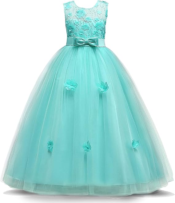 Discoball Girls Princess Dress Big Girls Evening Party Floor Length Dress Kids Bridesmaid Wedding Party Pageant Vintage Dresses