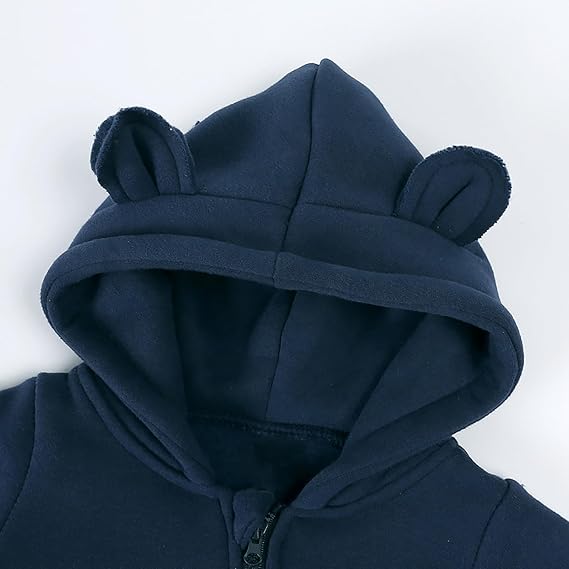 Generisch Unisex Newborn Baby Boys Girls Long Sleeve Zipper Ears with Overalls Fleece Warm Romper Loose Outfit Clothing - Image 7