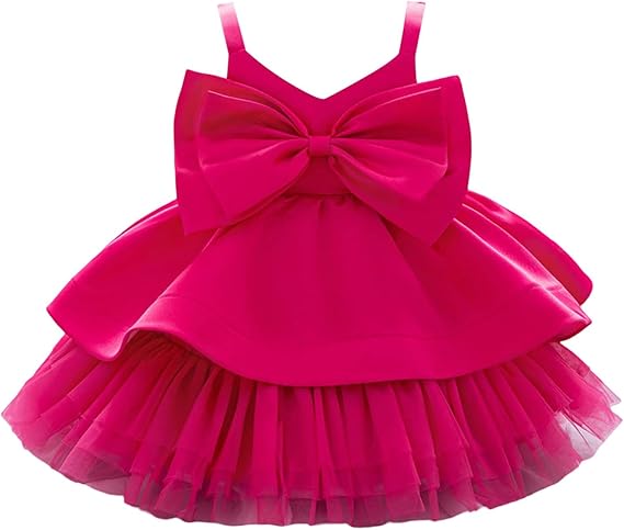Generisch Toddler Girls 1st Birthday Princess Dress Bowknot Tulle Skirt Strapless Flower Girl Party Dress for Baby 1-3 Years Old