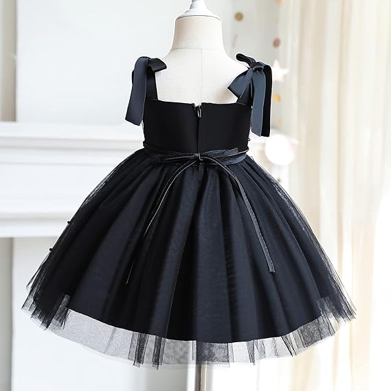 Baby Girl Dress Toddler Flower Party Princess Black Dress - Image 4