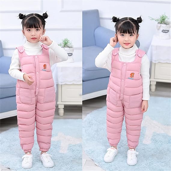 Child Children Toddler Toddler Newborn Baby Boys Girls Sleeveless Cute Cartoon Letter Jumpsuit Cotton Padded Thickening Type Trousers Overalls Trousers Outfit Clothing - Image 3