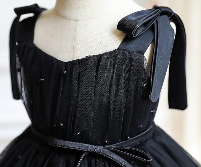 Baby Girl Dress Toddler Flower Party Princess Black Dress - Image 5