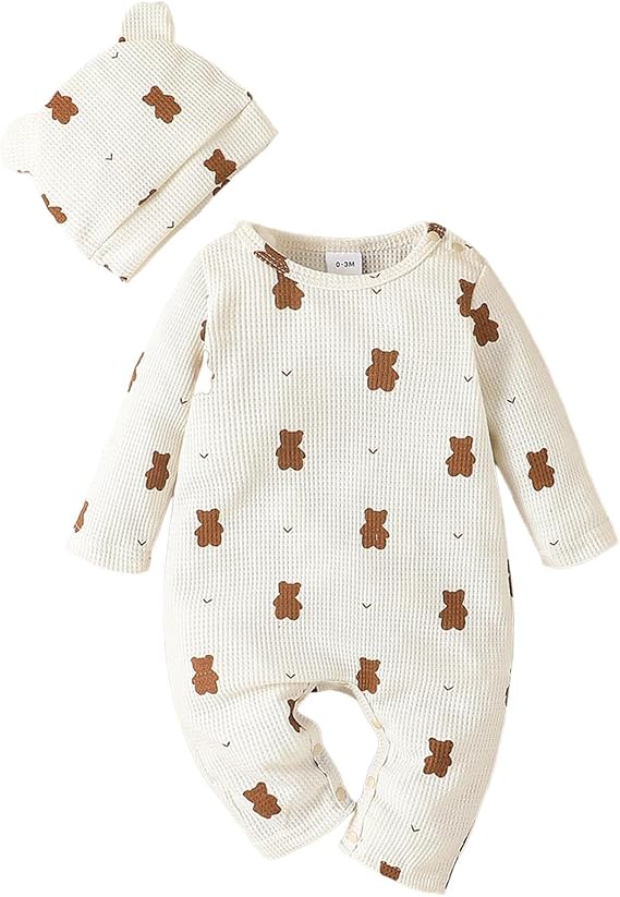 Generisch Long Sleeve Romper with Cute Cartoon Print as Cuddly Jumpsuit Outfits for Toddlers