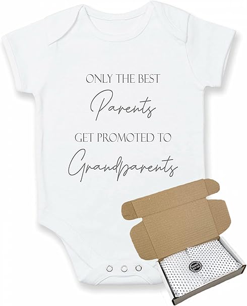 allaboutthebump Only The Best Parents Are Promoted To Grandparents | Baby Announcement Vest Bodysuit (Pregnancy Reveal) - Gift Wrapped with Box