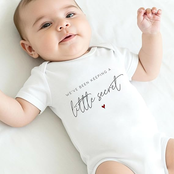 allaboutthebump We've been keeping a Little secret | Baby Announcement Vest Bodysuit (Pregnancy Reveal) - Gift Wrapped with Box - Image 3