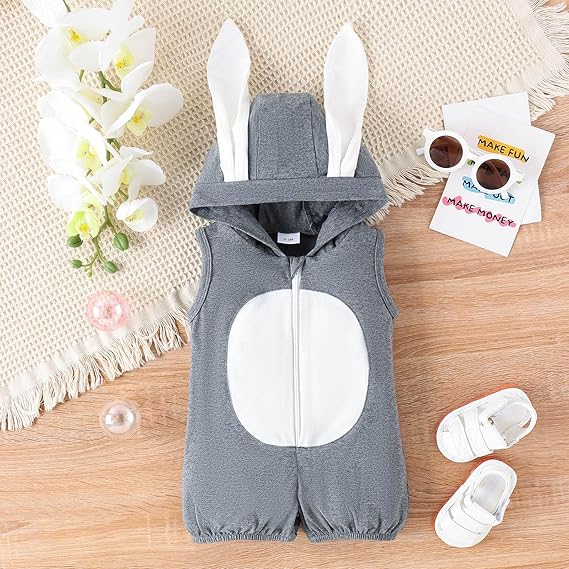 Generisch Cute Easter Jumpsuit with Hood and Rabbit Ears for Babies Baby 92 - Image 3