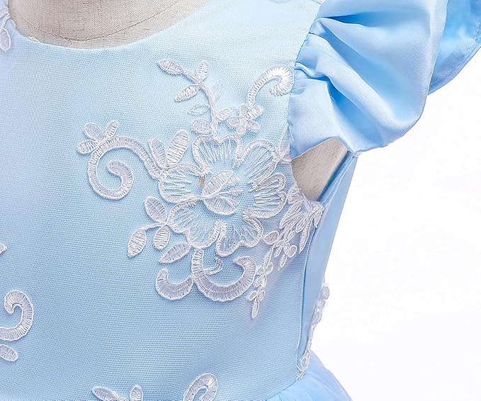 Baby Girl Dress Toddler Flower Party Princess Dress (Blue) - Image 4