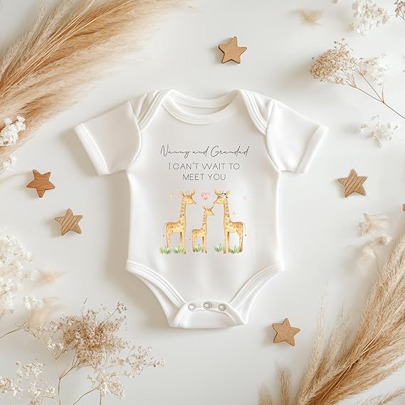 allaboutthebump Nanny Grandad I Can't Wait To Meet You Giraffe Baby Announcement Vest | Baby Announcement Vest Bodysuit (Pregnancy Reveal) - Gift Wrapped with Box - Image 3