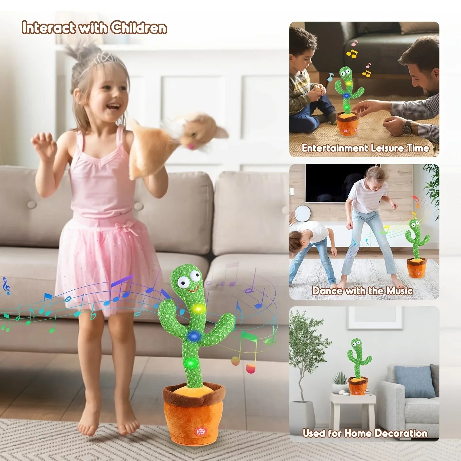 Rechargeable Dancing Cactus Plush Toy for Kids - Image 3