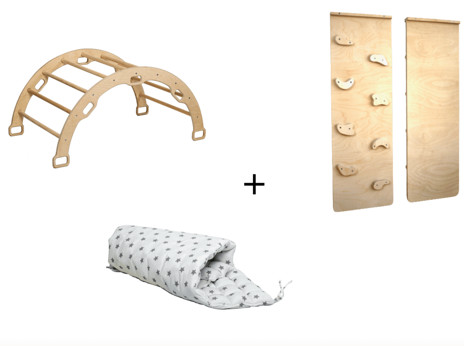 Climbing Arch with Rockwall Ramp and Star Pillow Set | Montessori Toys Set - Image 2