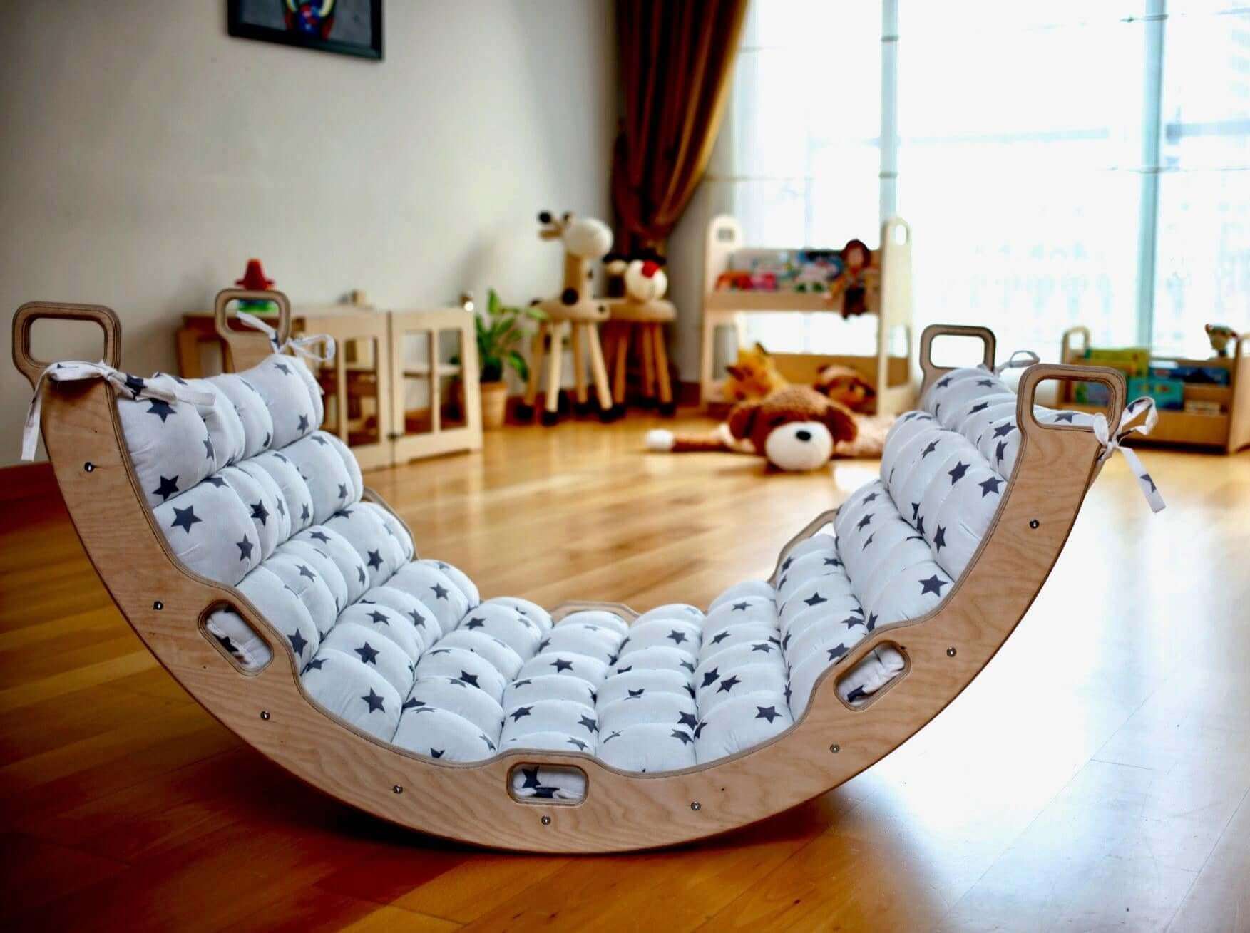 Climbing Arch with Rockwall Ramp and Star Pillow Set | Montessori Toys Set - Image 3