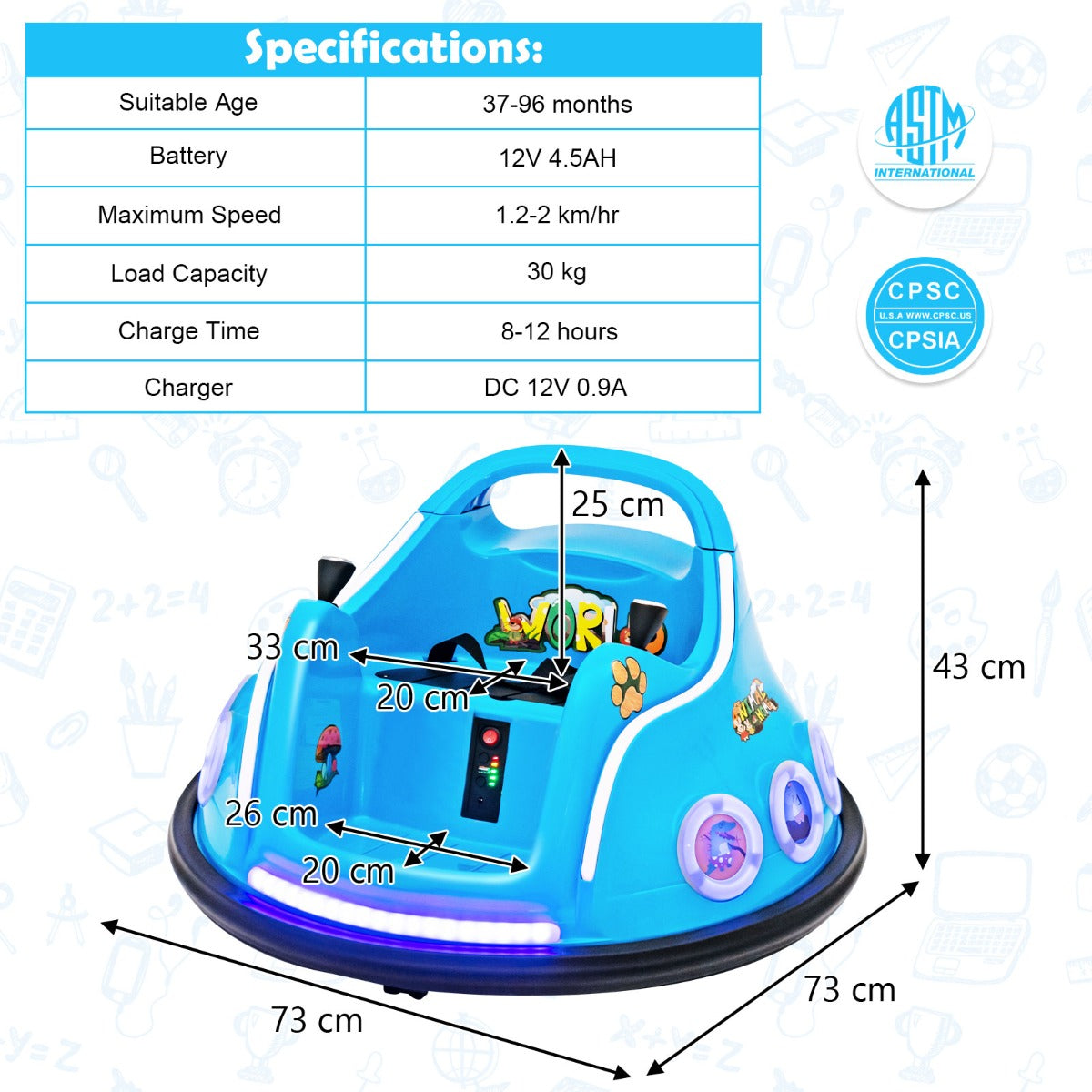 NNECW 12V Electric Ride On Car with Remote Control for Kids-Navy - Image 4