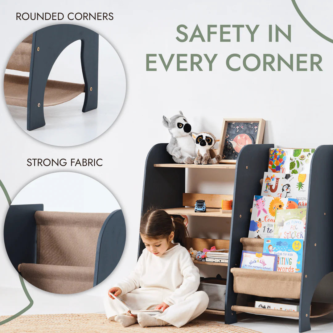 Wooden Montessori Shelves for Toddler 2in1: Bookshelf & Toy Shelving - Image 4